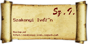 Szakonyi Iván névjegykártya